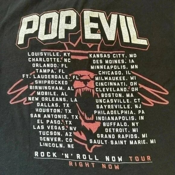 Pop Evil Shirt Mens Graphic Print Band Tee Concert Tour T-Shirt Black Medium - Picture 13 of 14